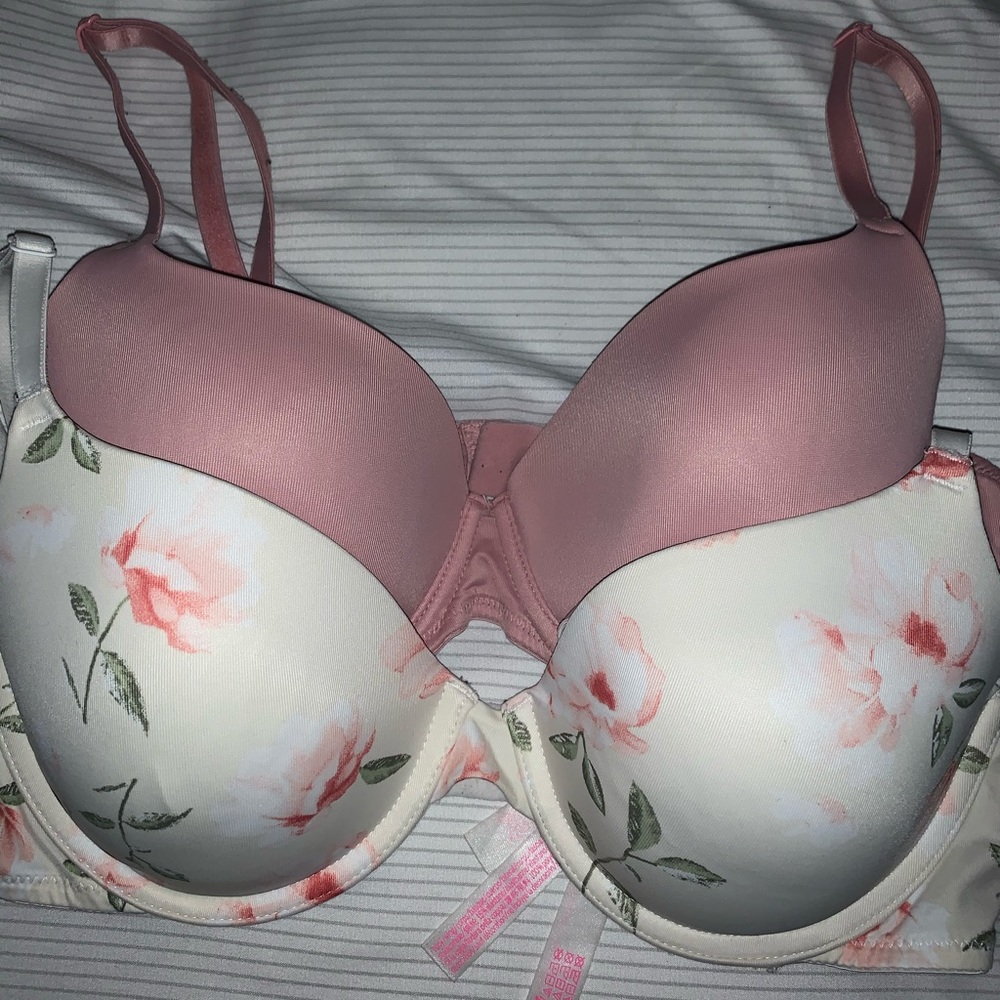 two PINK bras